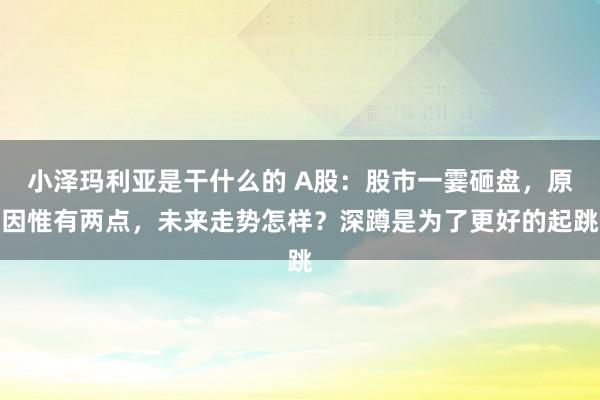 小泽玛利亚是干什么的 A股：股市一霎砸盘，原因惟有两点，未来走势怎样？深蹲是为了更好的起跳