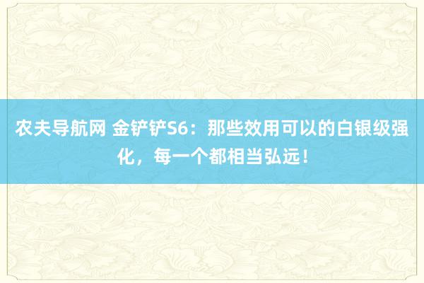 农夫导航网 金铲铲S6：那些效用可以的白银级强化，每一个都相当弘远！