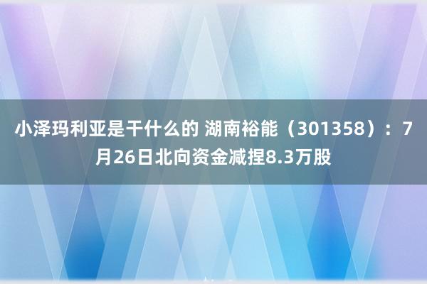 小泽玛利亚是干什么的 湖南裕能（301358）：7月26日北向资金减捏8.3万股