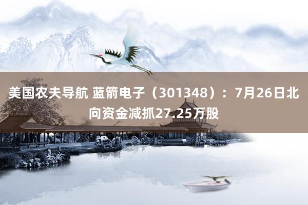 美国农夫导航 蓝箭电子（301348）：7月26日北向资金减抓27.25万股