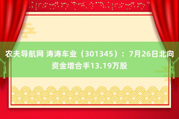 农夫导航网 涛涛车业（301345）：7月26日北向资金增合手13.19万股