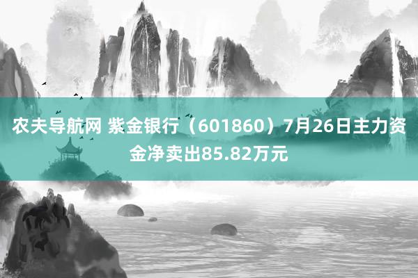 农夫导航网 紫金银行（601860）7月26日主力资金净卖出85.82万元