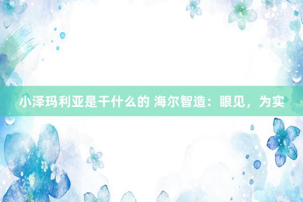 小泽玛利亚是干什么的 海尔智造：眼见，为实