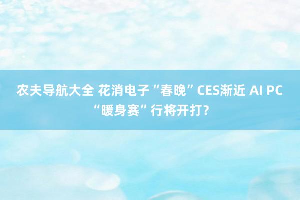 农夫导航大全 花消电子“春晚”CES渐近 AI PC“暖身赛”行将开打？