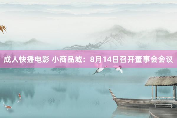 成人快播电影 小商品城：8月14日召开董事会会议