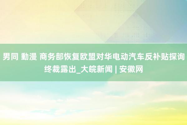 男同 動漫 商务部恢复欧盟对华电动汽车反补贴探询终裁露出_大皖新闻 | 安徽网