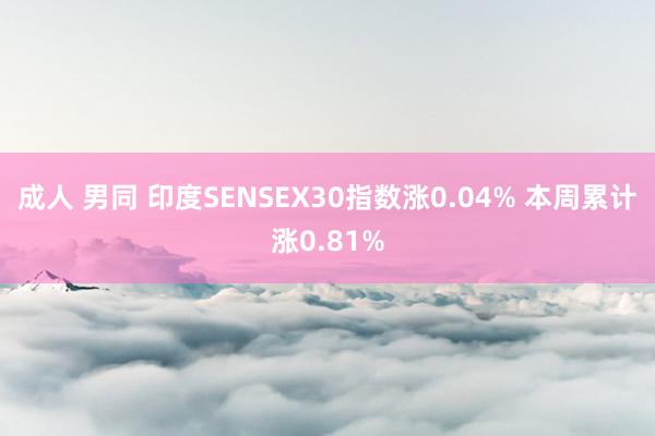 成人 男同 印度SENSEX30指数涨0.04% 本周累计涨0.81%