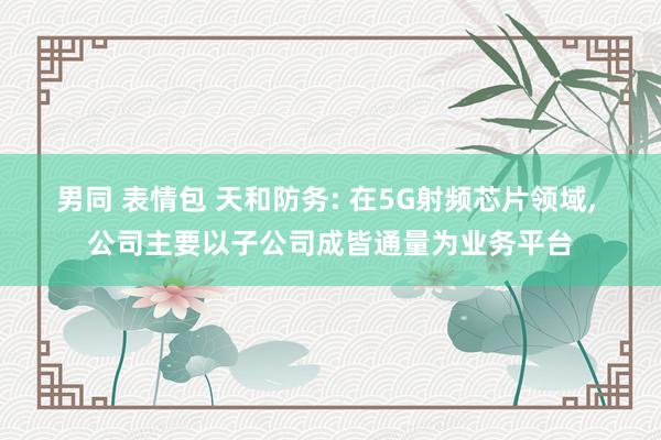 男同 表情包 天和防务: 在5G射频芯片领域, 公司主要以子公司成皆通量为业务平台